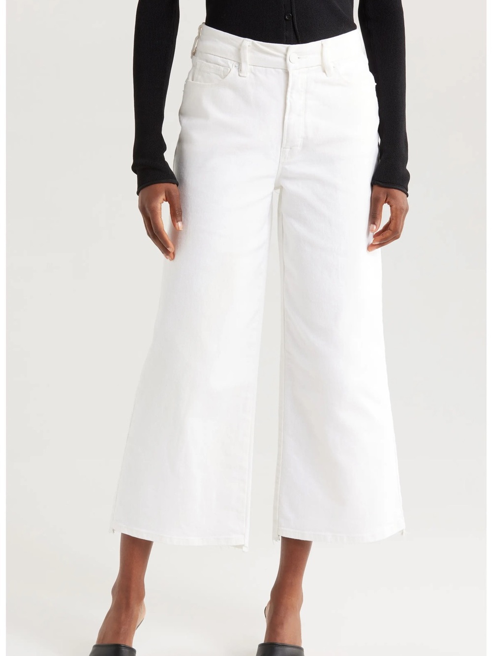 NWT Good American Good Waist Palazzo Crop White Denim Size 14 Retail $139